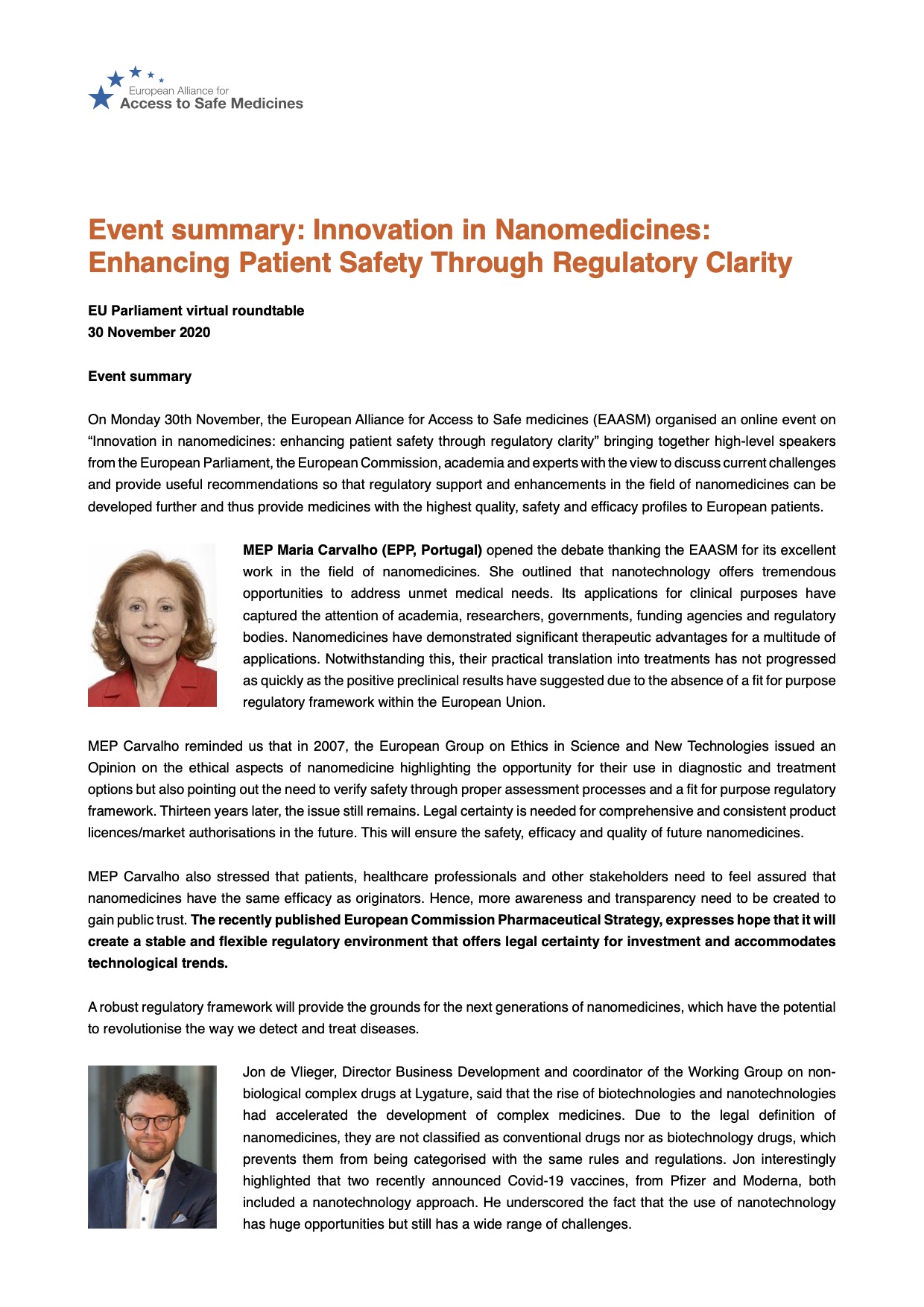 Event summary: Innovation in Nanomedicines: Enhancing Patient Safety Through Regulatory Clarity